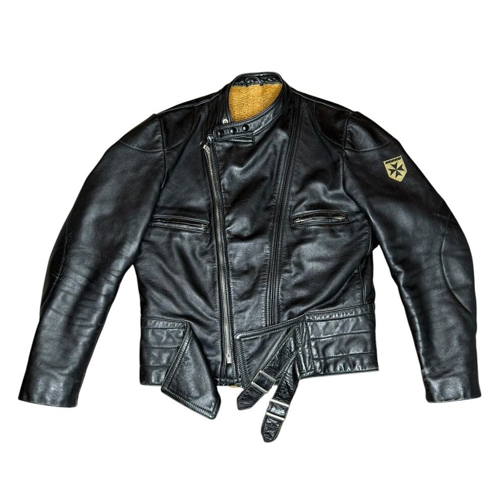 Vintage Harro Black Leather Motorcycle Jacket